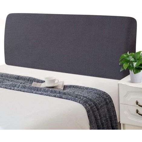 Housses de Tête de Lit Extensible Couverture de Tête de Lit Rembourrée Lavable Antipoussière Jacquard Housse de Protection pour Lits Simples Doubles King Size(150-170cm,Gris Foncé) (1/4)