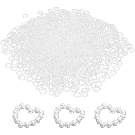 1000Pcs Pearl Beaded Heart Cute Appearance Bright Colors Jewelry Accessories for Bracelets Earrings NecklacesWhite (1/5)