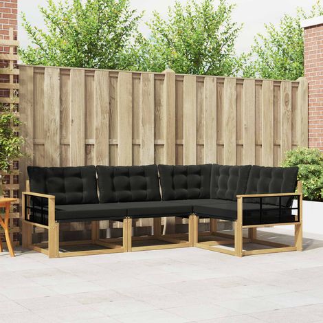 vidaXL Outdoor-Sofagarnitur mit Kissen 4 pcs Weiß und Schwarz (1/5)