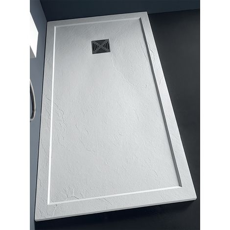 Piatto doccia 90x90 h.3,3 in marmoresina con bordo bianco Flat di