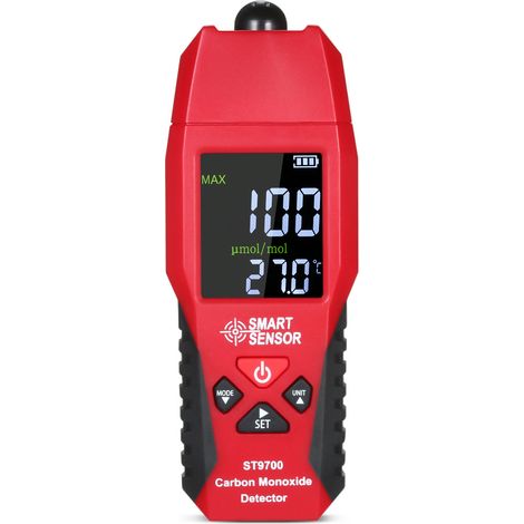 Détecteur Monoxyde de Carbone Portable, Détecteur CO avec Alarme Sonore et Visuelle, 0-1000PPM, Alarme CO, Écran LCD Rétroéclairé (1/4)