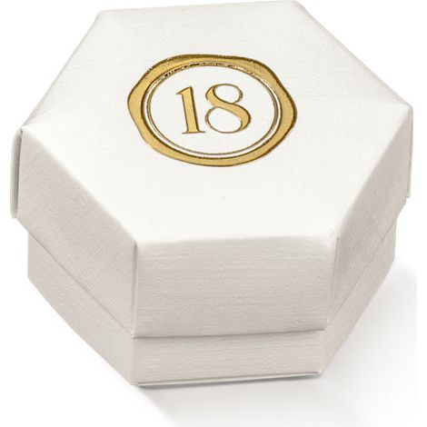 Scotton Scatola Esagono Fibra 18 ° Compleanno 60 x 40 Mm Bianco 10 Pz