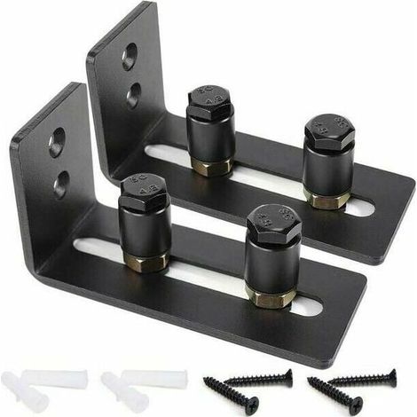 Guide de sol de porte, rail de porte coulissante, kit de porte coulissante, guide de rouleau de sol coulissant pour porte de grange, rouleau de retenue réglable pour placard à double porte - 2 pièc (1/5)