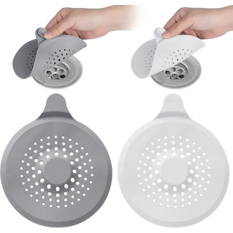Lot de 2 protections de bonde en silicone avec ventouse, récupérateur de cheveux pour bonde de douche, crépine de tuyau d'évier