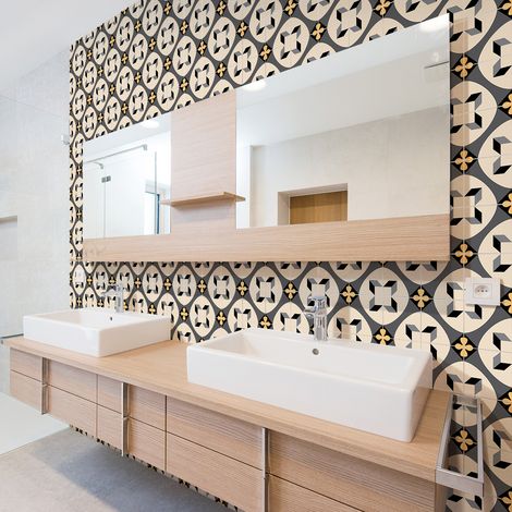 Sticker Mural Carrelage adhésif Cuisine Salle de Bain - 60 STICKERS CARRELAGES AZULEJOS CYRILIIA - 60stickers15x15cm (1/5)