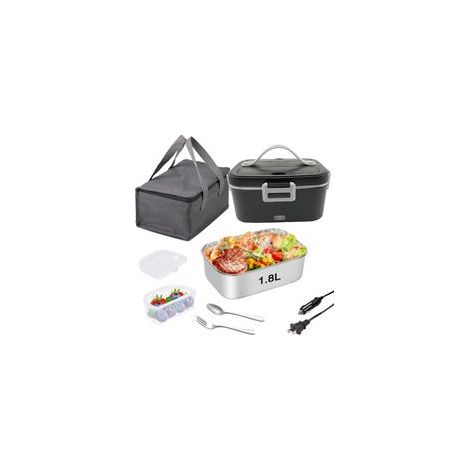 Boîte à lunch électrique pour la maison, en acier inoxydable 304, comprenant une cuillère, une fourchette et un sac isotherme, (1/4)
