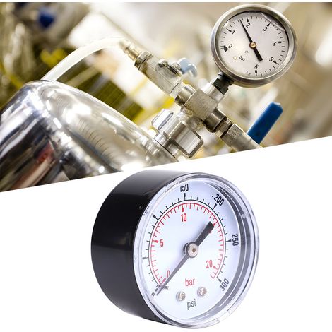 Manometer mit 50 mm Zifferblatt, 1/8 BSPT Rücklaufanschluss für Luft, Wasser, Öl, Gas (0-300 PSI 0-20 bar) (1/5)