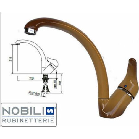 Nobili rubinetto miscelatore lavello cucina colore terra di francia canna alta