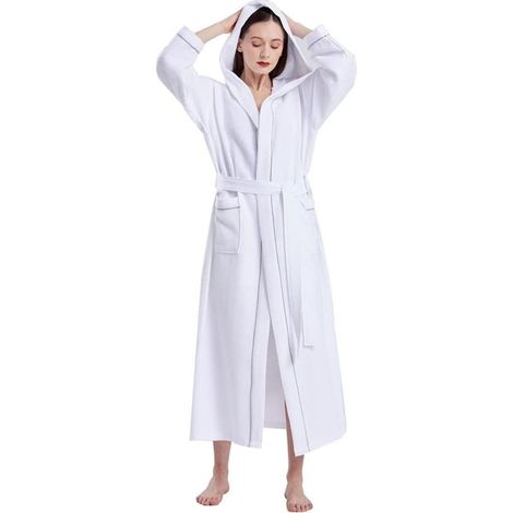 Peignoir d'hôtel à capuche gaufrée, doux et absorbant, pour hommes et femmes, unisexe. (1/5)