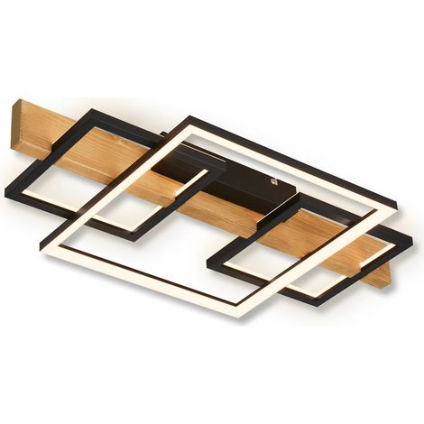 LED Deckenlampe Holz LED Deckenleuchte Wohnzimmer Schlafzimmer Dimmbar Backlight
