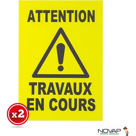 Lot de 2 plaques modulable jaune fluo - Travaux en cours - 4280301 (1/4)