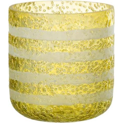 Photophore Design en Verre "Lignes" 15cm Jaune (1/4)