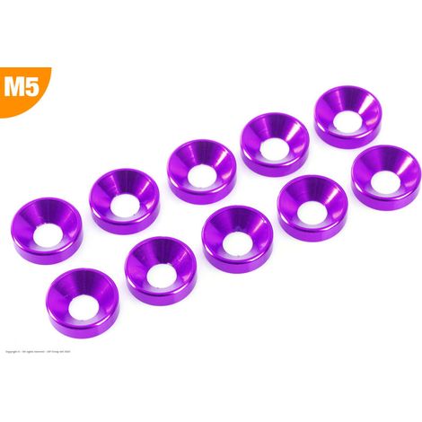 Revtec - Aluminium Washer - for M5 Flat Head Screws - OD 12mm - Purple - 10 pcs