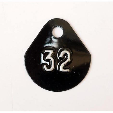Chiffre goutte d'eau fond noir (à l'unité) estampé "32" en relief blanc hauteur d'écriture 11mm DERANCOURT