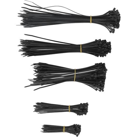 Kit de 550 Attaches de Câbles en Nylon Noires, Serre-Câbles Électriques Autobloquants pour Intérieur et Extérieur (1/5)