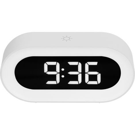 Réveil Lumineux Numérique LED avec Fonction Mémoire, Horloge Calendrier Perpétuel et Alarme Musicale - Blanc (1/5)