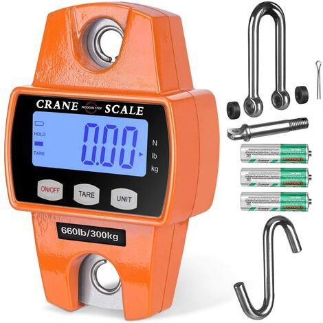 Balance suspendue numérique 660lb 300 kg - Échelle de poisson résistante à l'eau lourde - bagage à main Échelle de poids valise chasse ferme vélo archet poids poisson Échelle de poisson,orange