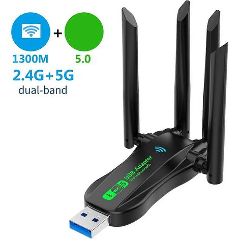 Carte réseau USB pour ordinateur, récepteur WiFi sans fil 2,4 GHz et 5 GHz (1/5)