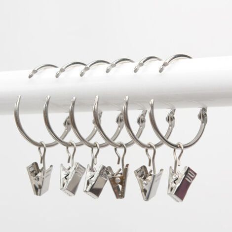 Gardinenringe mit Clips – 20 Stück, 40 mm Innendurchmesser, versilberter Edelstahl 304, rostfrei, leicht zu öffnen (1/5)