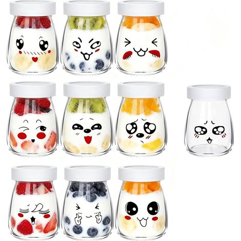 Pot de Yaourt vide, Pot Yaourt en Verre avec Couvercle hermétique, petit Pot de Yaourt pour Multicuiseur, Cookéo, Yaourt Maison (100ml) (1/5)