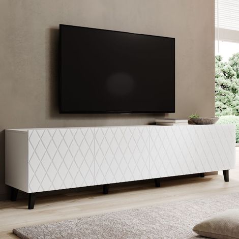 Meuble TV design blanc mat 200 cm avec 4 portes Kali (1/3)