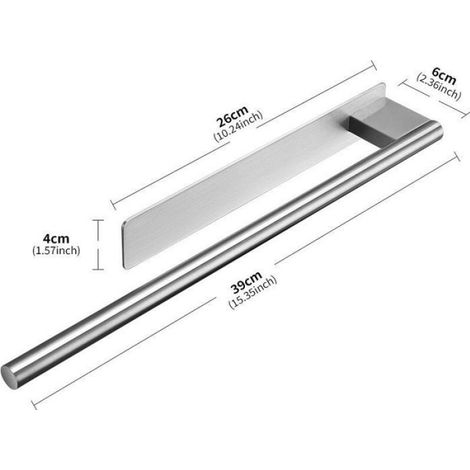 Porte serviettes double inox sans perçage - Acier inoxydable 304 Rangement intégré - Salle de bain - Noir (1/5)
