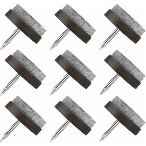 Protections de chaise à clouer, 20 patins de meubles, embouts ronds de 17 mm pour pieds de chaise (marron) (1/5)