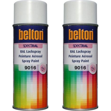 Lot de 2 bombes de peinture Belton Spectral RAL9016 Blanc signalisation 400ml
