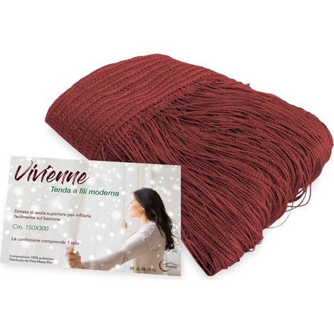TENDA a FILI Vivienne per porta CM. 150X300 tinta unita BORDEAUX (1/5)