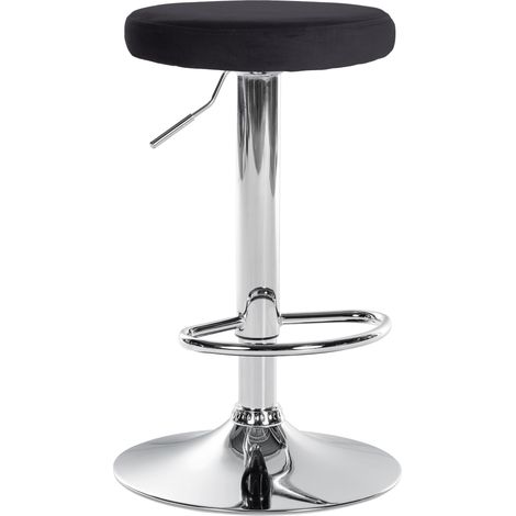 Sgabello da bar x1 design semplice altezza regolabile rivestimento in velluto nero gambe in metallo cromato 100005744