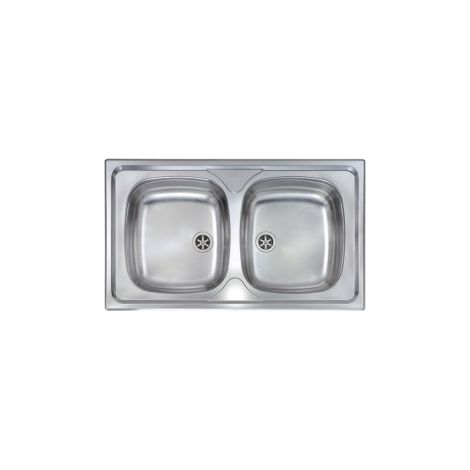 CM 011544XCSSX Mondial Lavello Ad Incasso Rettangolare 2 Vasche in Acciaio Inox Satinato (86x50 cm) colore Acciaio Inox (1/5)