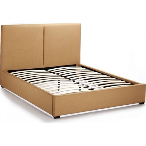 Letto francese 1 piazza e mezza in tessuto con rete 120x190 Montreux - Beige