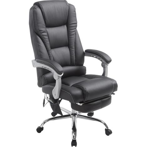 Sillón de oficina con función de masaje, respaldo reclinable, PVC negro 100002577 (1/5)