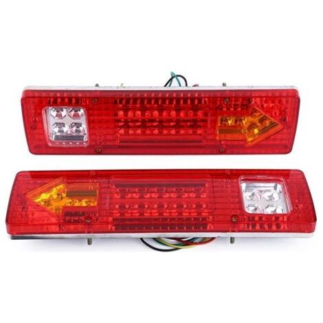 QORVA
-2 x feux arrière LED 12V 19 LED, feux de freinage, lampe d'arrêt, indicateur pour voiture, camion, rouge,de