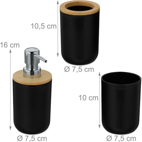 Set di 6 accessori da bagno dal design moderno ed estetica armoniosa in plastica nera opaca 130016277