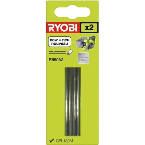 RYOBI Jeu de 2 fers jetables carbure 50mm pour rabot CPL180M/CPL180MHG One+ PB50A2