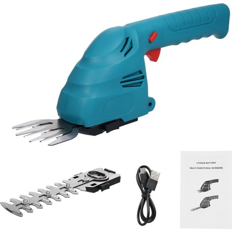 Cortasetos inalámbrico de litio, cortasetos manual de doble función, cortasetos eléctrico para arbustos y setos, batería integrada de 2,0 Ah y cable de carga tipo C, recortador de bordes para ramas y  (1/5)