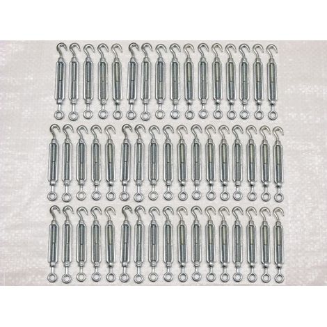 x50 M16 Galvanised Forged Straining Screw Hook And Eye - Caravan Turnbuckle Open Body (1/5)