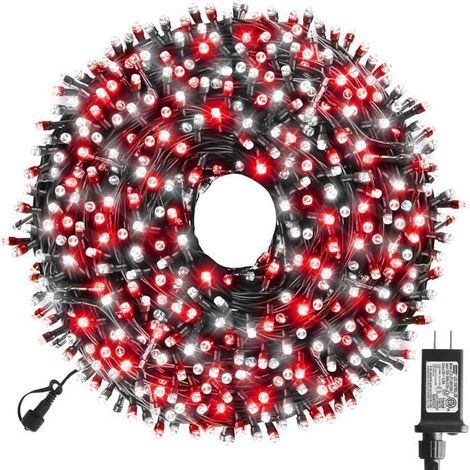 1 x Lichterkette, 300 LEDs, 32 m, rot und weiß, wasserdicht, für die Innen- und Außendekoration