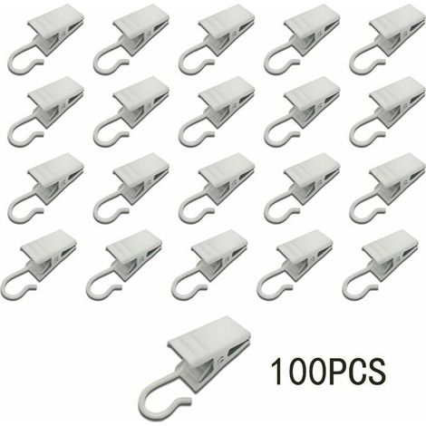100pcs pinces à rideaux en métal crochets crochets de suspension légers fournitures de décoration de fête (blanc) (1/4)