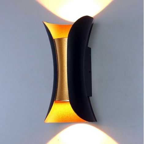 Applique murale , Applique lumineuse supérieure et inférieure, noir et or, 3000K 10W