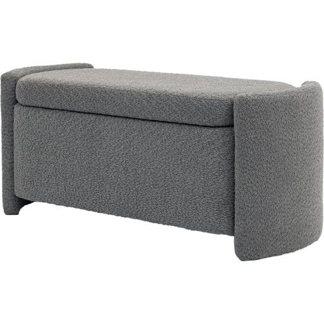 Banc coffre de rangement capitonné, assise rembourrée effet velours, grand espace intérieur, pour salon et chambre, gris 105 x 44 x 45,5 cm CHICFURN (1/5)