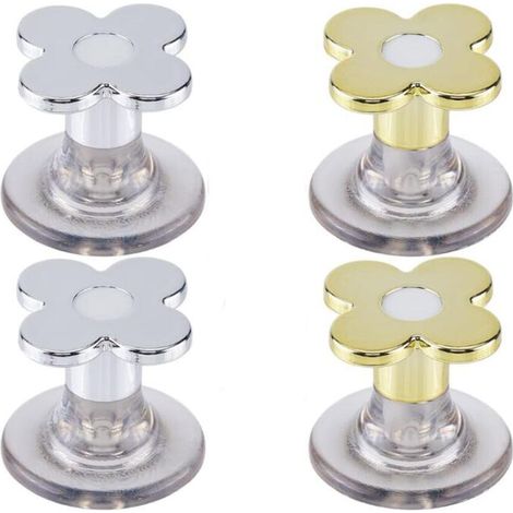 Or etArgent,4 Bouton Poussoir de Toilette en Forme de Fleur en Plastique pour Réservoir d'eau de Toilette Bouton de Chasse d'eau Outil de Levage de Couvercle de Siège de Toilette Aide