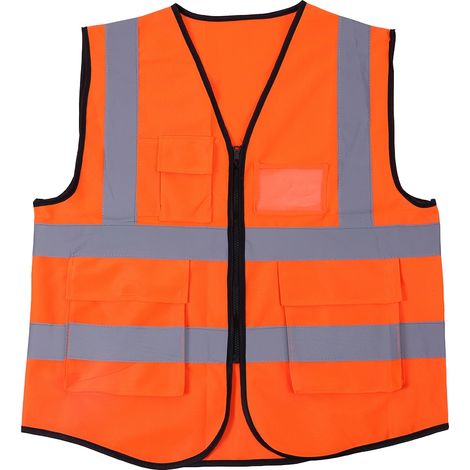 Multicolor Reflective Vest Safety Security Waistcoat (Orange)