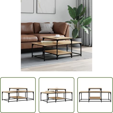 Table basse chêne sonoma - Table basse chêne sonoma 102x60x45 cm bois d'ingénierie (1/5)