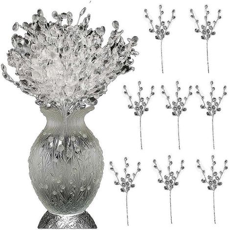 Lot de 25 fleurs en acrylique de 15 cm (5,9 pouces), perles de cristal en forme de goutte d'eau, pour mariages, Noël et loisirs créatifs. (1/5)