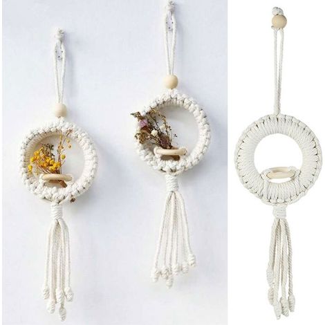 Set aus 2 Wandbehängen im Bohème-Stil mit Fransen und Quasten für ein Kinderzimmer, Wanddekoration, gewebter Boho-Chic-Stil (1/4)