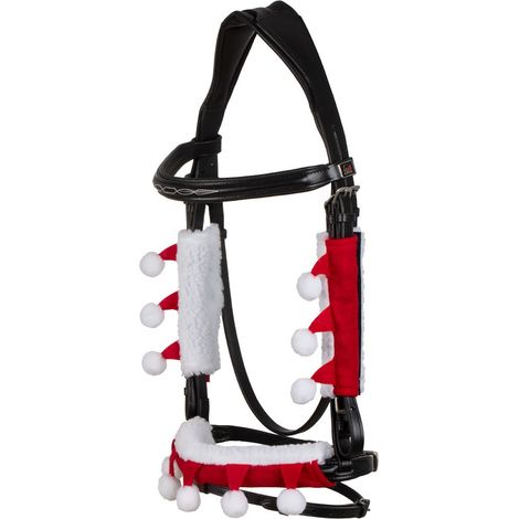 full, Rosso: Set 3 rivestimenti in feltro collezzione Natale per cavezze e briglie