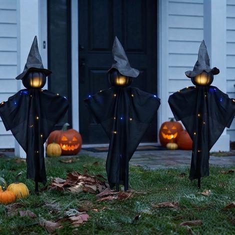3 Pack Eerie Witch LED Halloween Stake Lights (1/2)