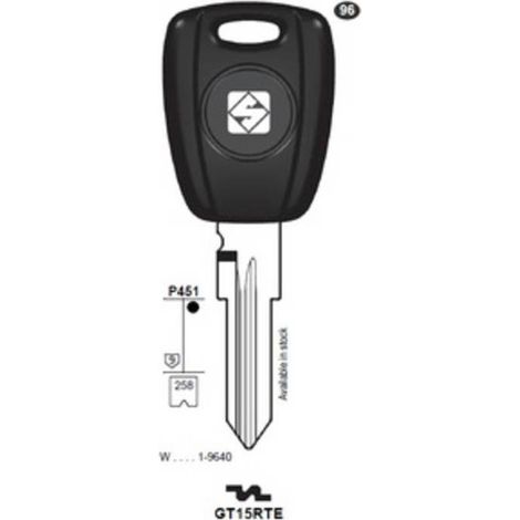2 x SILCA GT15RTE CHIAVE TRANSPONDER VUOTA OTTONE
